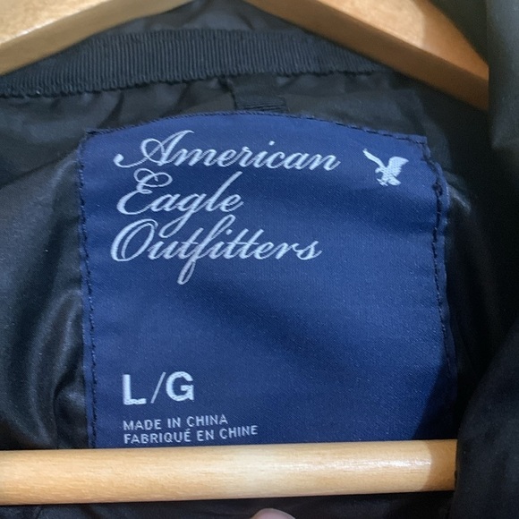 American Eagle Outfitters | Black Quilted Zip Snap Missing Hood Puffer Jacket L - Picture 7 of 17